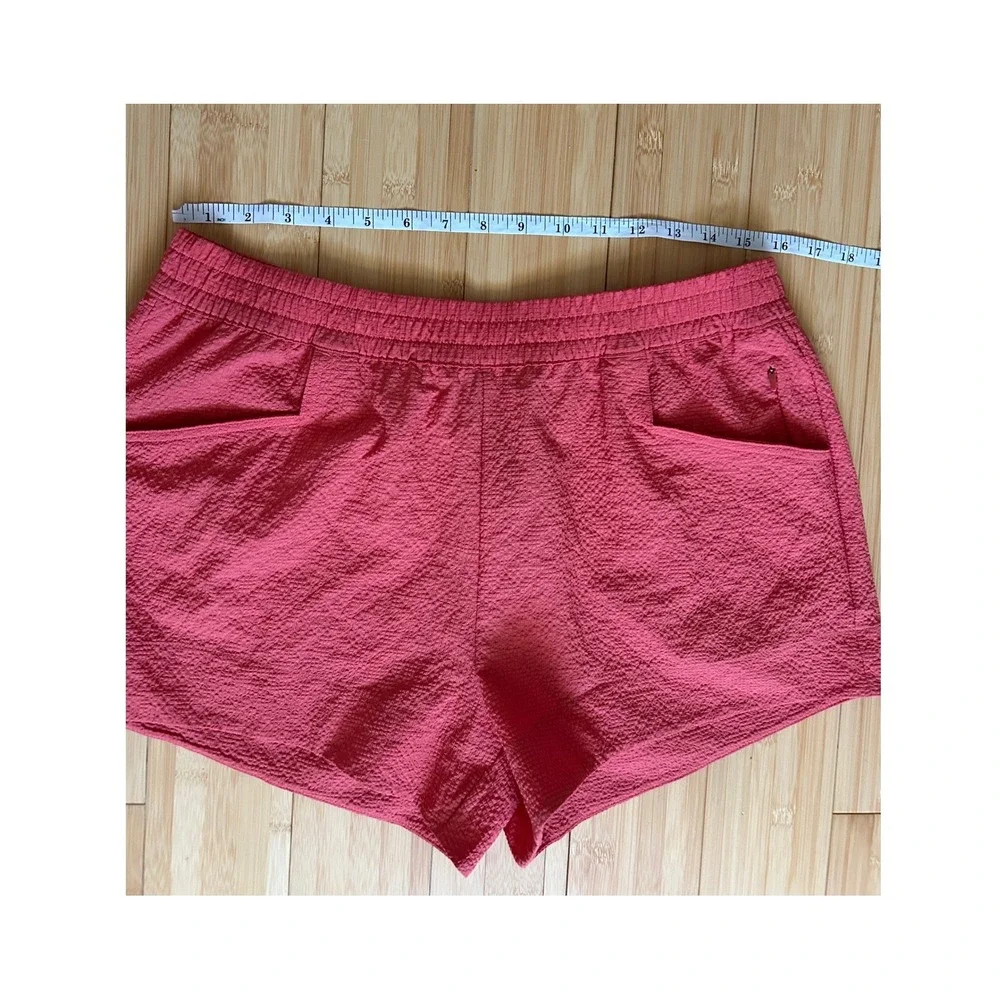 Prana Shorts Size M Coral Pink Seersucker Recycled Material Hiking Casual Travel